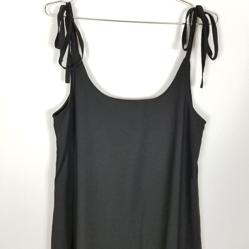 Lulu's Women Salt Water Breeze Black Tie-Strap‎ Maxi Dress Size L Slit Side - Picture 2 of 8